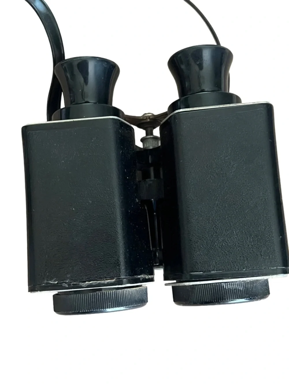 Vintage mid century wide angle binoculars with case black deco style no scratch